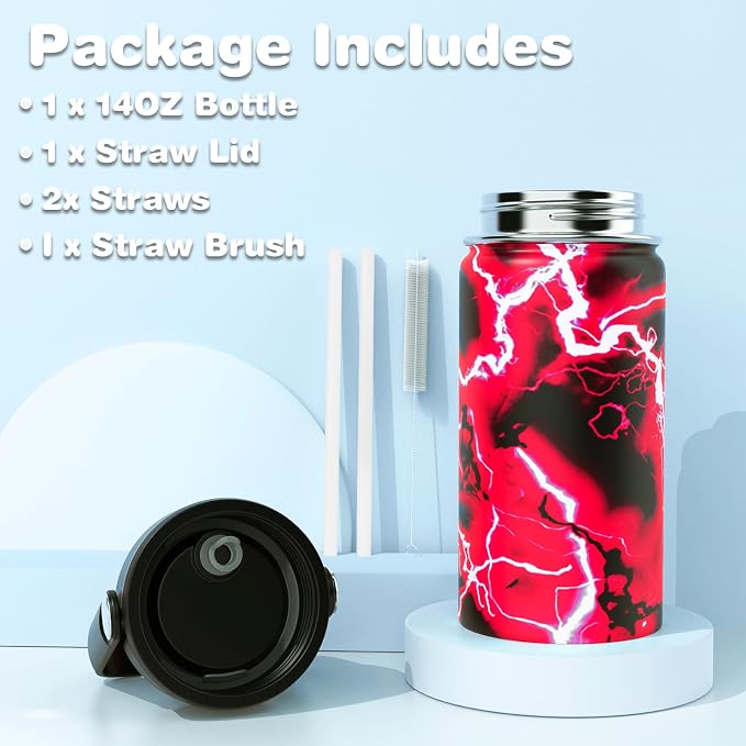 Bevalsa Kids Backpack for Boys with 14oz Insulated Bottle, Gamer Backpack School Bags for Kids & BPA-FREE Stainless Steel Metal Bottle for Elementary Middle School Student (Red Lightning) - Image 5
