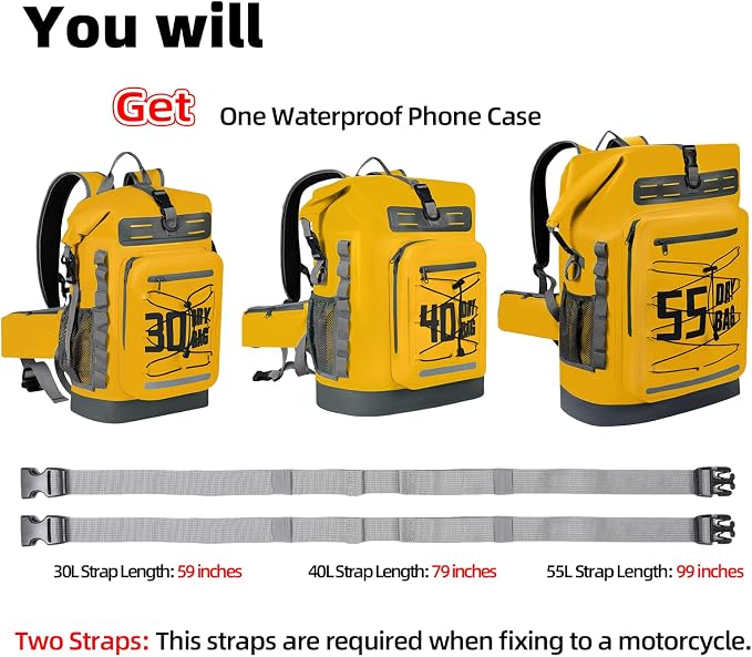 MORXPLOR Dry Bag Waterproof,5L/10L/20L/30L/40L/55L Roll Top Dry Bag Backpack with WaterProof Phone Case for Swim,Kayak - Image 3