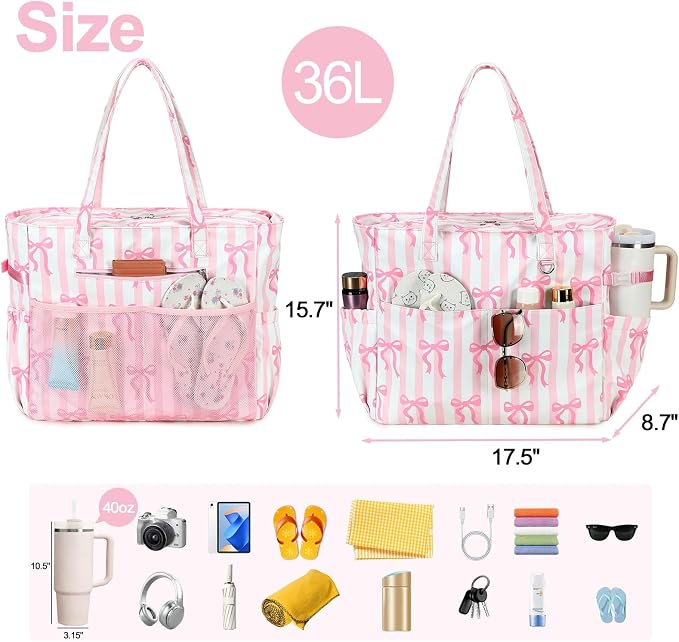 Bluboon Waterproof Beach Tote Pool Bags for Women Ladies Extra Large Carry On Bag With Wet Compartment for Weekender Travel - Image 6