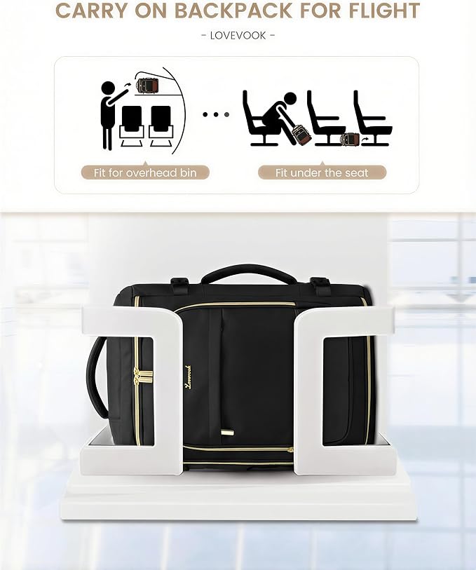 LOVEVOOK 40L Travel Backpack Carry on Flight Approved, Personal Item Bag with 3 Packing Cubes, Travel Backpack for Women Fits 17" Laptop, Water-resistant Carry On Bag for Airplanes - Image 3