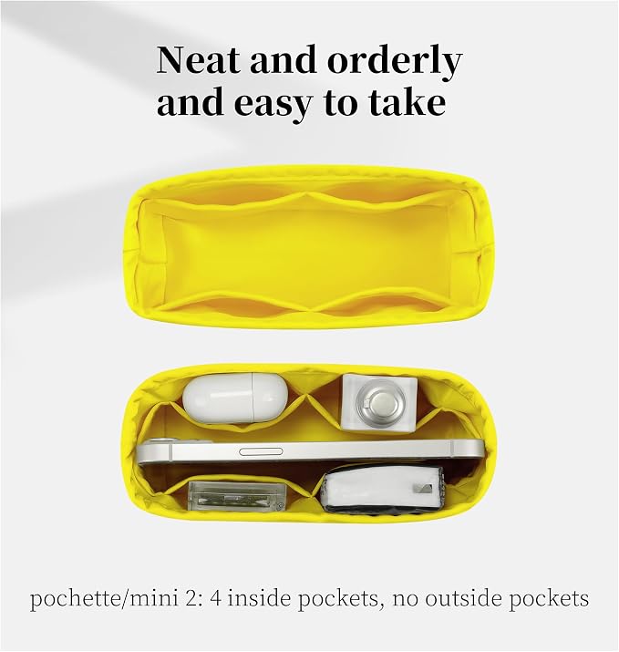 Women's Purse Organizer Insert - Satin & Lightweight Fabric with Inside Pockets, Portable for Commute, Travel, Shopping, and Evening, Multicolor Options, Fits for Kelly Mini II(Lime, Mini II) - Image 2