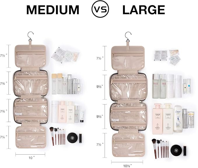 BAGSMART Large Toiletry Bag Travel Bag with Travel Jewelry Organizer Roll Pink - Image 4