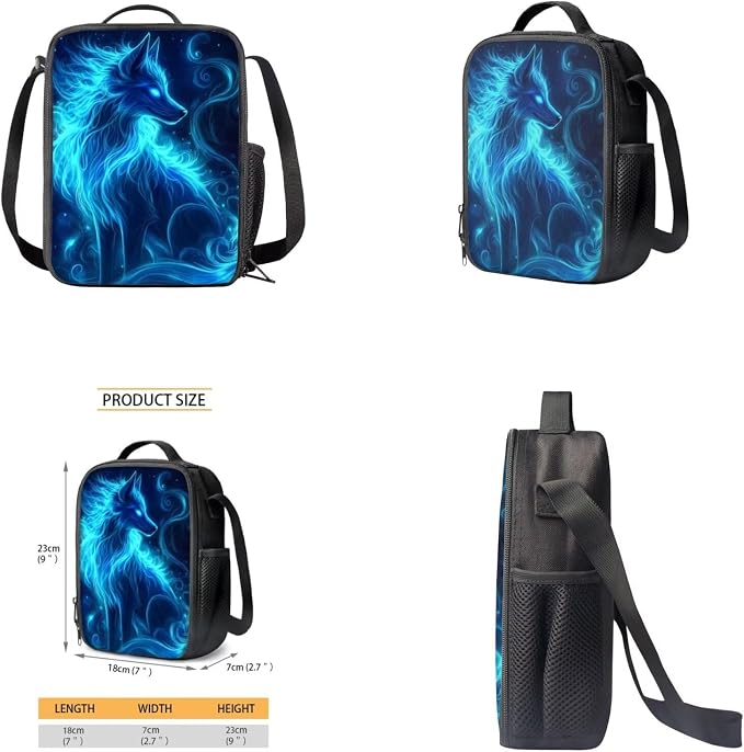 Galaxy Wolf Backpack for Girls Boys Backpack with Lunch Box Water Bottle Bag and Soft Pencil Case 4PCS Set Bookbag with Front Pocket for School 17" Lightweight Elementary School Bag for Kids - Image 4