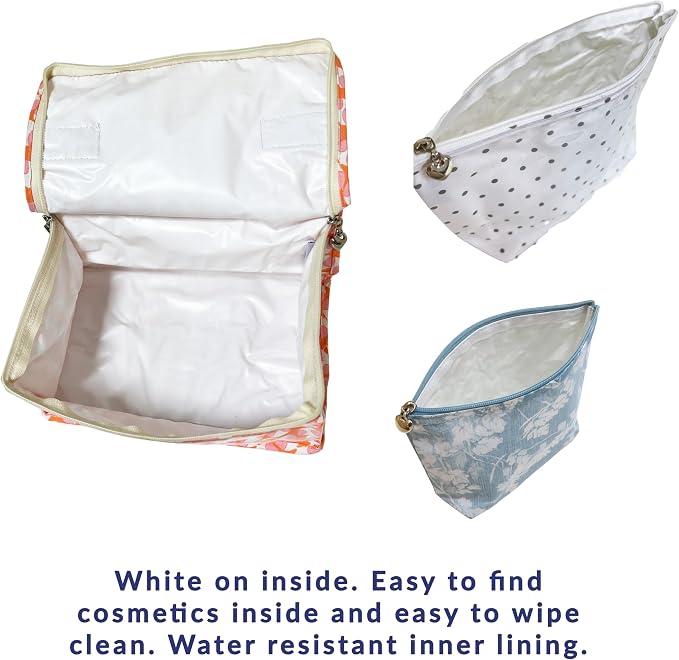 Jacaranda Living Large Cosmetic Bag – Water-Resistant Makeup & Toiletry Bag with PVC-Lined Interior, Travel Beauty Organizer, Strawberry Vine - Image 9