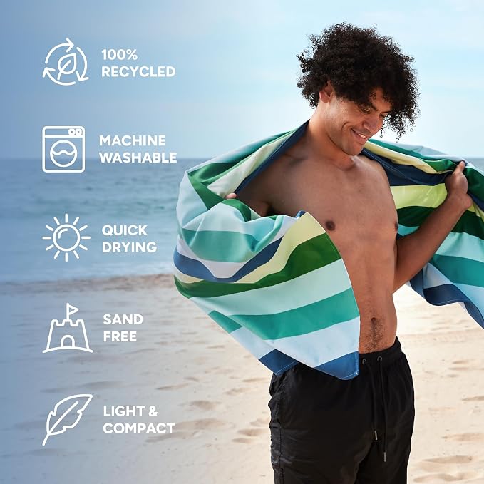 Dock & Bay Quick Drying Towel - for Sports & Gym - Compact, Lightweight - 100% Recycled - Includes Bag - Summer - Cool Lagoon, Extra Large (200x90cm, 78x35) - Image 2