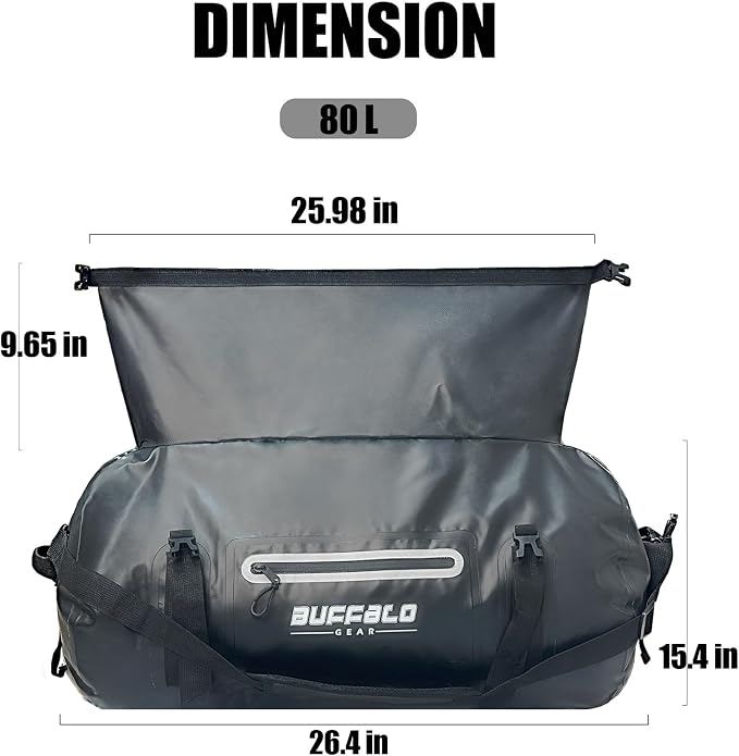 Buffalo Gear Waterproof Duffle Bag 40L 60L 80L Roll-top Dry Bag Heavy Duty Waterproof Duffel Travel Bag for Kayaking Rafting Boating Fishing Camping - Image 8