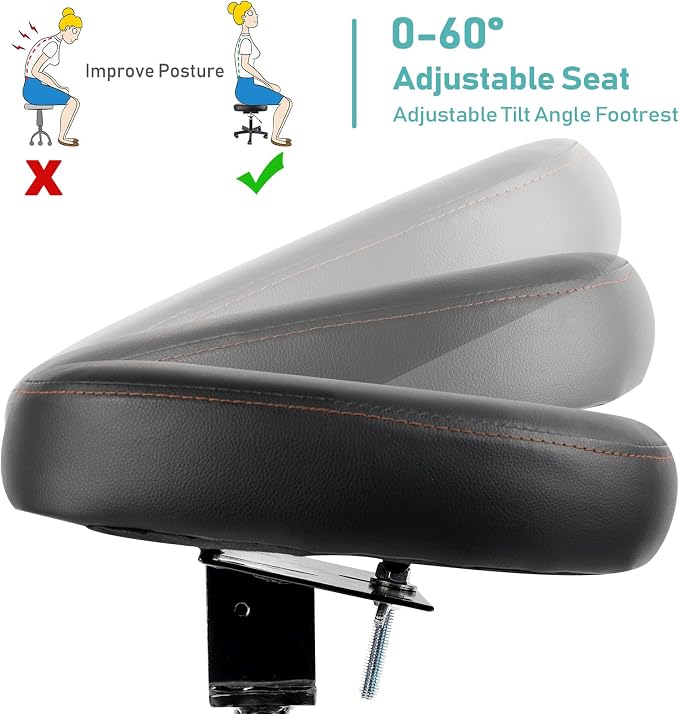 Lilithye Footrest Stool Under Desk Adjustable Height and Tilt Angle Footrest Ottoman Ergonomic Foot Stool with Wheels 360° Rolling for Home Office (New Black) - Image 3