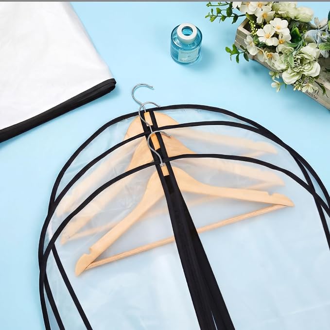 Amylove 40 Pcs 24 x 40 Inch Garment Bags Bulk Hanging Clothes Storage Covers for Closet Organization Dustproof Long Dress Bag Set for Wedding Dresses Gowns Coats Travel Suit (White Black) - Image 7