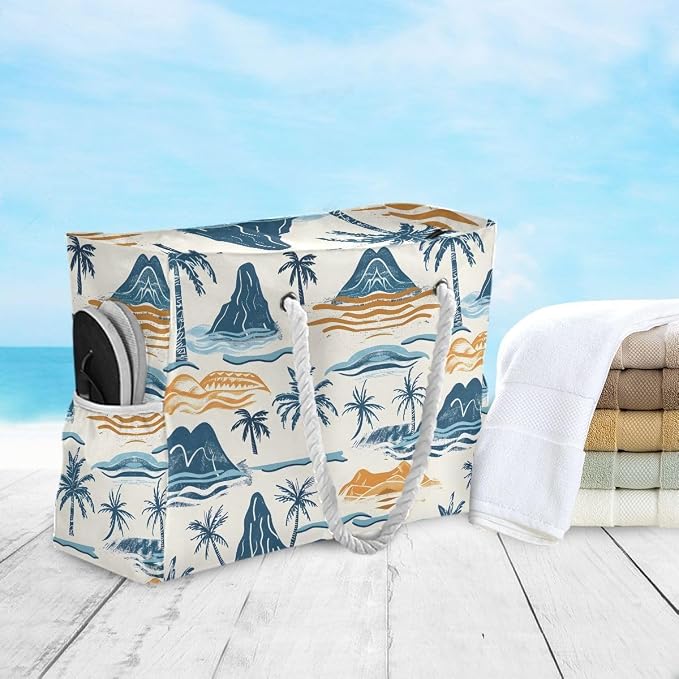 senya Large Beach Shoulder Bags Canvas Tote Water Resistant for Gym Travel Daily - Image 3