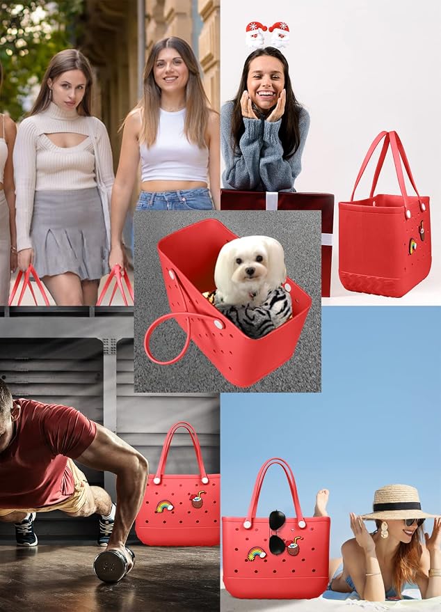 Baonat Beach Bag Rubber Tote Bag - Waterproof Travel Bag for Women Washable Tote Bag Handbag for Sports Beach Market Pool - Image 2