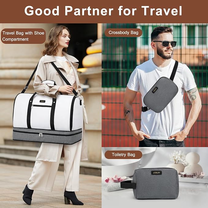 Garment Duffle Bag for Travel - Convertible Carry on Garments Duffel Bags Travel Bag for Women Men Large Weekender Bag with Shoes Compartment 3 in 1 Hanging Clothes Suit Dress Bag 3pcs Set - Image 2