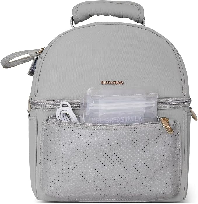 SUNVENO Breast Milk Cooler Bag with Detachable Insulation Box, Double-Layer Pumping Travel Bag for Work & Daycare, Fits Bottles, Ice Packs and Pump Parts,Grey - Image 12