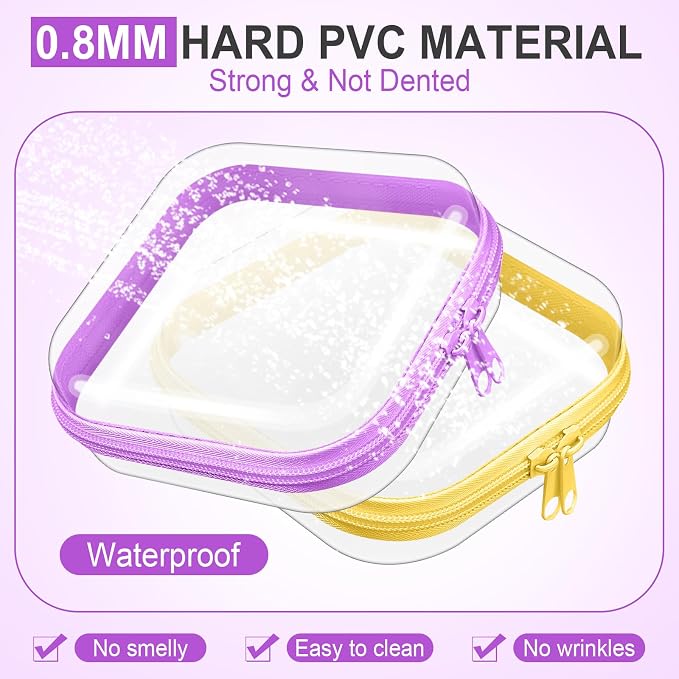 Sanwuta 6 Pcs Clear Hard Zipper Case Plastic Zipper Pouches Transparent Makeup Bag Pencil Case Pouches Toiletry Diaper Bag for Travel Toy Storage Organizer Bins(Colorful,5 x 5 x 2 Inch) - Image 4