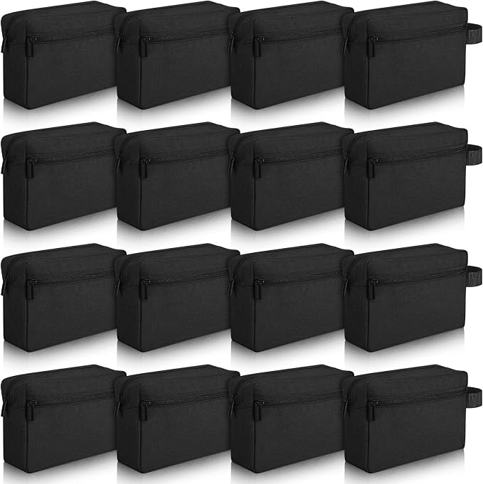 Paterr 16 Pcs Travel Toiletry Bag for Women Men Large Water Resistant Shaving Bag Hanging Cosmetic Bag with Handle and Divider Storage Travel Pouch Case (Black) by Paterr