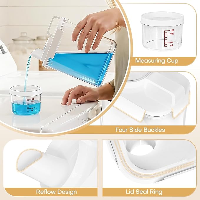 Homde Clear Laundry Detergent Dispenser: 3+2 Pack Reusable Pods Container with Lids for Dryer Balls - Plastic Sheets Holder Set for Scent Booster - Image 3