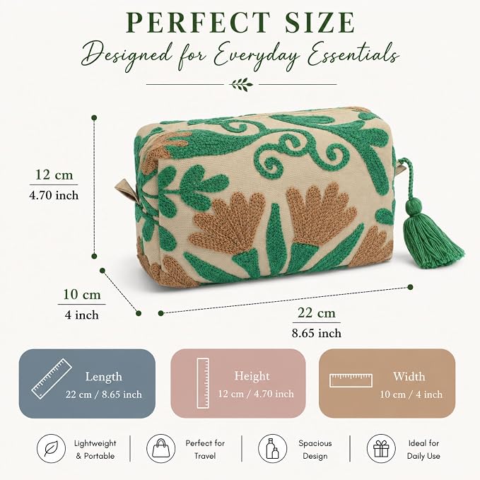 Huar Travel Makeup Bag- Large Capacity Cosmetic Bags for Women - Water Resistance Lining Portable Pouch & Open Toiletry Bag - Perfect Girls Makeup Organizer for Travel Essentials (Beige) - Image 6