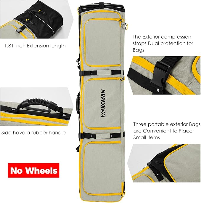 XCMAN Padded Snowboard Bag Expandable Snowboard Bag for Air Travel Adjustable Ski Bag Length 63-75In - Image 2