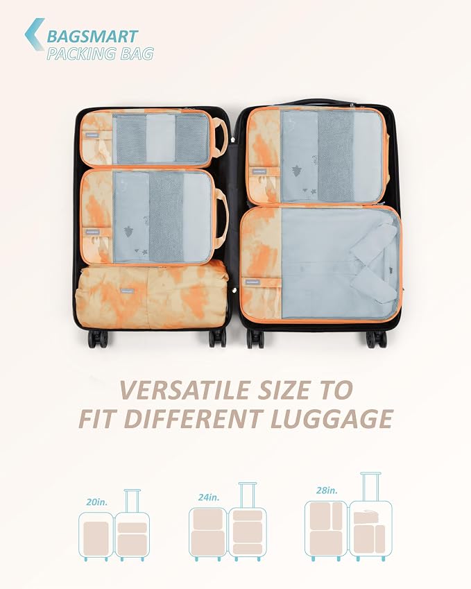 BAGSMART 6 Set /4 Set/2 Set Compression Packing Cubes for Travel, Lightweight Luggage Organizer Bags, Durable Space Saver Bags Travel Essentials - Image 4