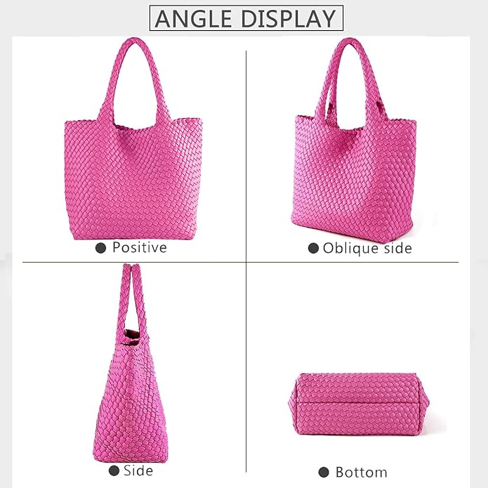 JINMANXUE Fashion Woven Bag Shopper Bag Travel Handbags and Purses Women Tote Bag Large Capacity Shoulder Bags - Image 4