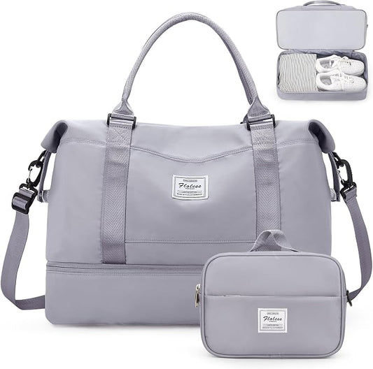 Weekender Bags for Women, Personal Item Travel Bag with Shoes Compartment | Overnight Travel Duffel Bag with Toiletry Bag, Airplane Friendly Carry-On Bag by SYCNB
