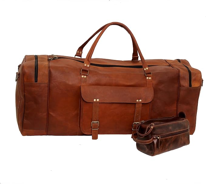 cuero LEATHER DUFFEL WITH TOILETRY BAG TRVELLING COMPLETE COMBO WITH NICE TOILETRY AND GREAT DUFFEL by cuero