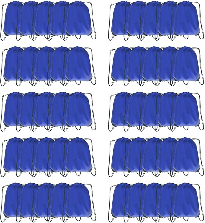 Drawstring Backpack Bulk 50 Packs Draw String Backpack Bags DIY Gym Sports Traveling Trip ride Pedestrianism Yoga Cinch Bag Sackpack Drawstring (royal blue) by Unknown