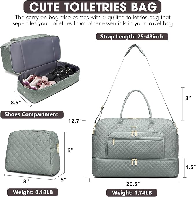 Large Women Travel Duffle Bag - Carry on Overnight Bag Weekend Travel Duffel Tote Bag Yoga Gym Bag with Wet Pocket Toiletry Weekender Overnight Bag for Travel Business Trips Sport Hospital - Image 2
