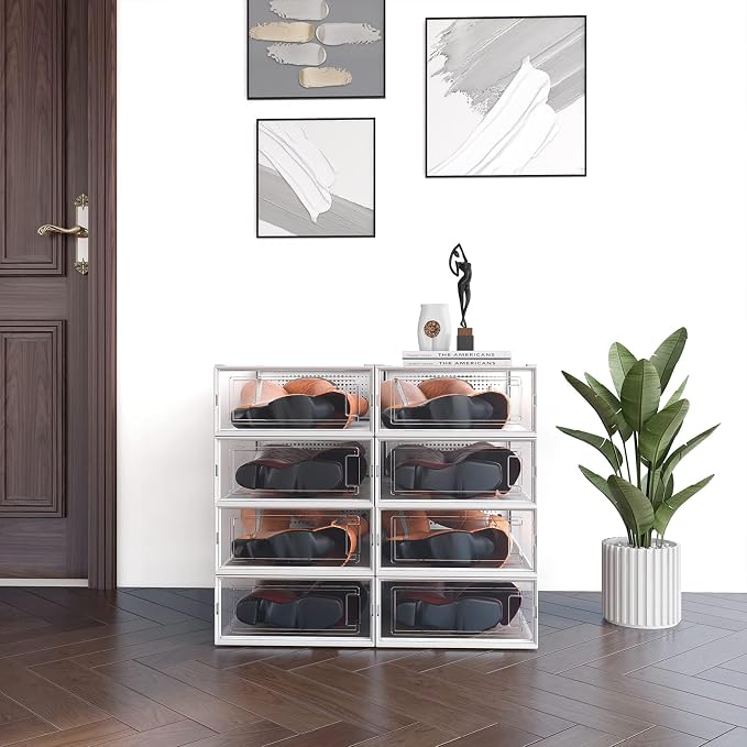 6-Piece Boot and Shoe Storage Box, Stackable Clear Plastic Shoe Box, Space-Saving Shoe Organizer for Boots, Sneakers, and High Heels, Clear - Image 8