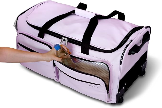 Mavii Dance Bag with Garment Rack, 28 Inch Rolling Duffel, Ideal for Competitions & Travel, Water-resistant/Wipe-clean Fabric, Lightweight Aluminum Rack, Wheeled Upright Luggage, Lavender - Image 3