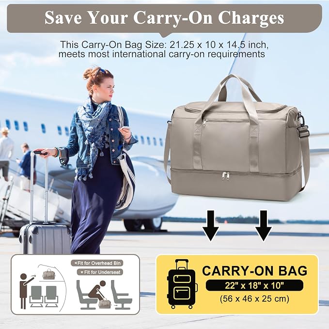 Extra Large Travel Duffle Bag, Carry-On Weekender Bags for Women Travel | Overnight Weekend Bag with Shoes Compartment for Travel Business Trips Sport Hospital - Image 2