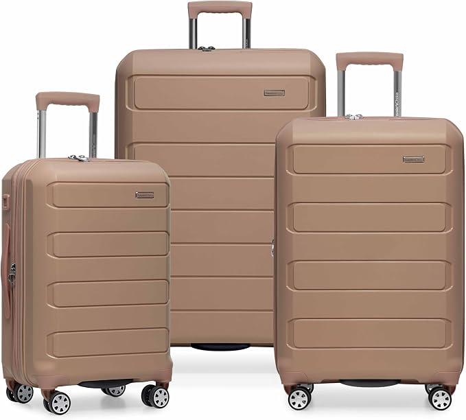 Traveler's Choice Pagosa Hardshell Expandable Luggage with Spinner Wheels, Latte Beige, 3-Piece Set (22/27/30) by TravelersChoice