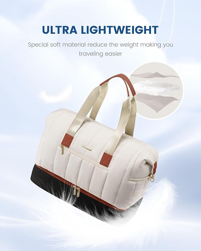 LOVEVOOK Travel Duffle Bag,Puffer Weekender Bags For Women with Shoe Compartment,42L Carry On Duffel Bags For Airplanes,Hospital Bag for Labor and Delivery,Overnight Bag,2Pcs Set - Image 2