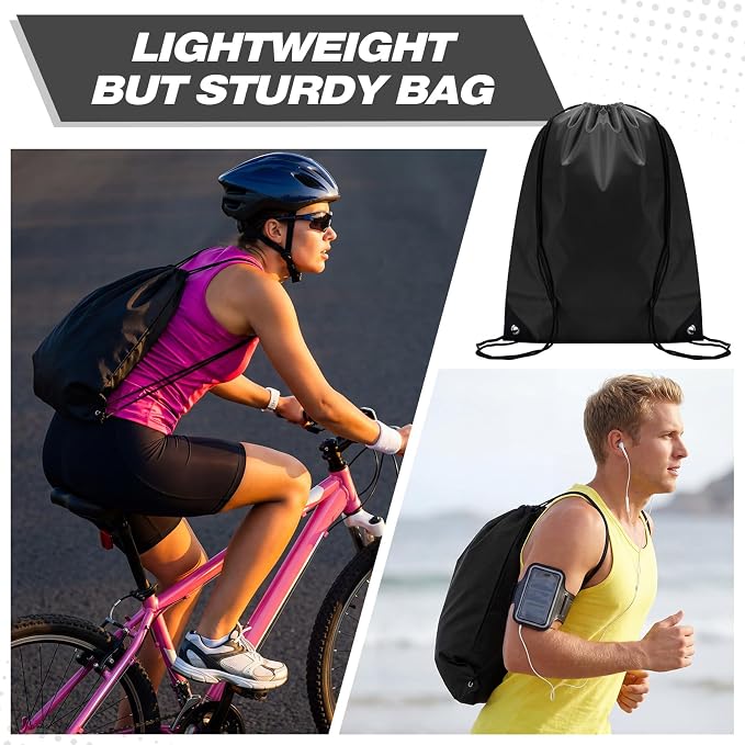 Shappy Drawstring Backpack Bulk Sports Gym Cinch Bag Polyester String Bag for Men Women(Black,50 Pcs) - Image 5