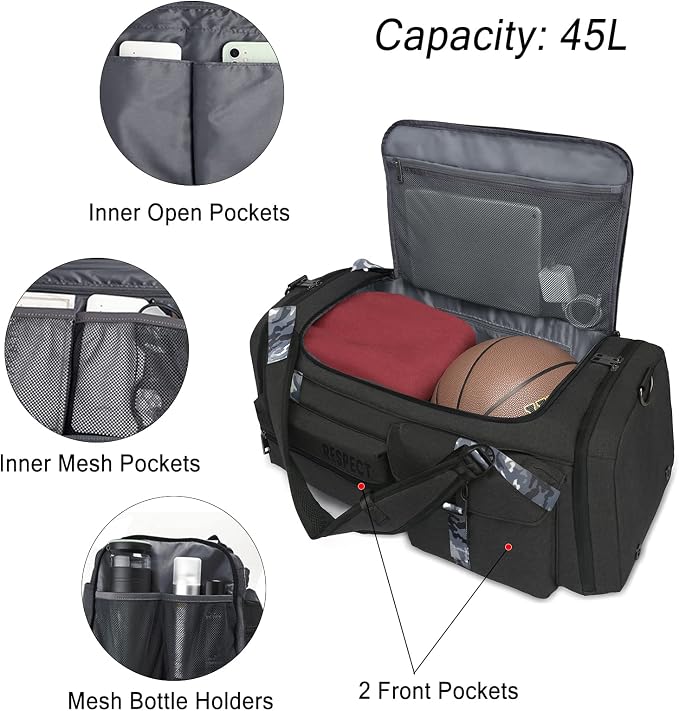 Cico Rider Gym Bags for Men Gym Duffle Bag Backpack 3-Way Sports Duffel Bags for Men with Shoe Compartment & Wet Pocket（Black） - Image 3