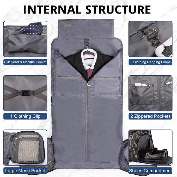 ATRIPACK Duffle Bag for Men,Tactical Duffle Bags for Travel,55L Large Capacity Convertible Garment Bag With Shoes Compartment, Multi-functional Gym Bags Suit Bag for Traveling Workout Business Trip - Image 4