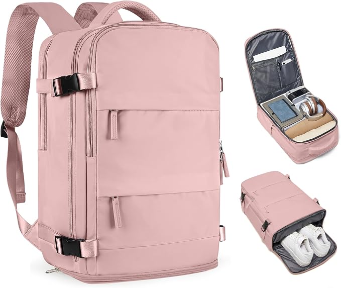 coofay Personal Item Travel Backpack for Women Airline Approved Carry on Backpack Flight Approved Waterproof Sports Luggage Backpack Casual Daypack Small Hiking Backpack Pink Backpack by coofay