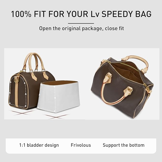 DupontPaper Purse Organizer Insert for LV Speedy 30 Handbags | Dupont Paper Speedy 30 Organizer Insert, Waterproof Lightweight Bag Insert with YKK Zipper, 11 Pockets - Image 7