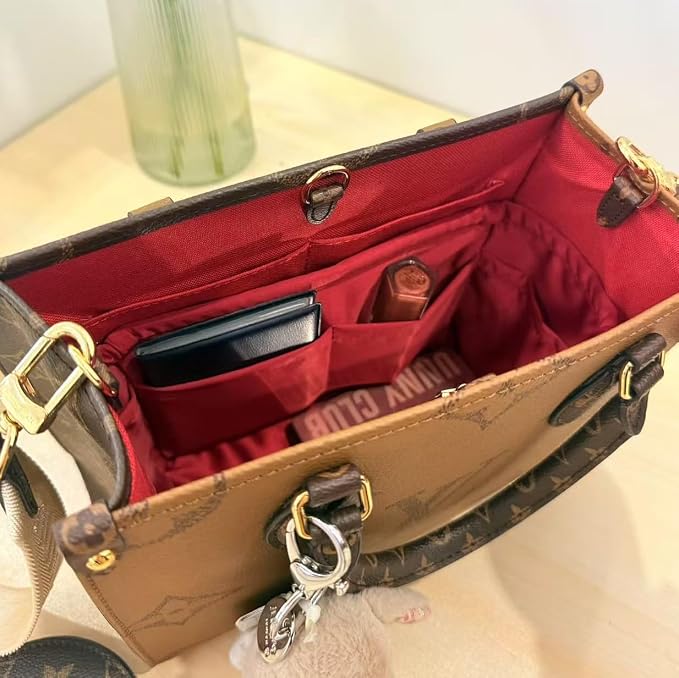 Organizer Insert for Onthego, Satin Purse Organizer for Luxury Bag, Lightweight and Soft Purse Dividers for Woman Handbags, Multiple Pockets with Organized Capacity (Custom Color) - Image 8