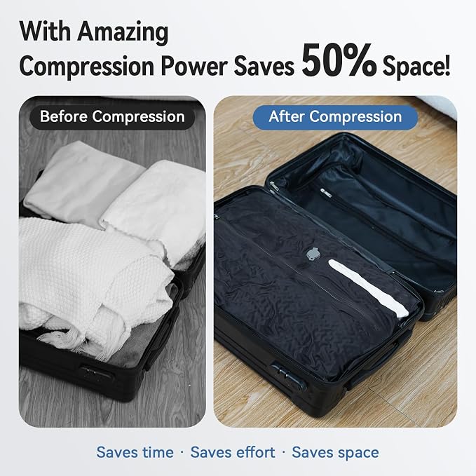 Vacuum Bags with Wireless Pump - Space Saver Compression Bags for Travel Luggage, No Checked Baggage, Travel compression storage bag, 19.7 * 15.7 * 5.9in, Easy Vac Pack Backpack for luggage - Image 4