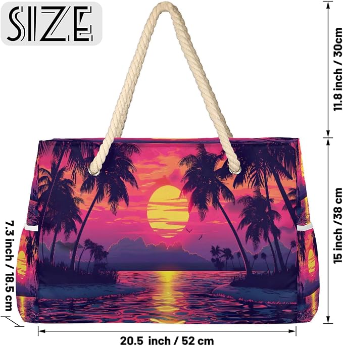 Large Beach Bag with Zipper Beach Bags for Women Water Resistant Swim Pool Bag - Image 4