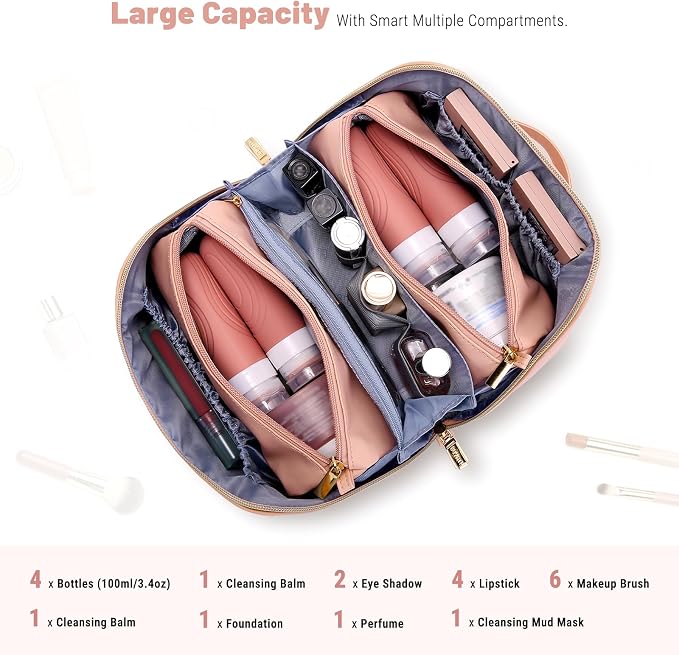 BOYATU Makeup Bag Gift for Women: 3-in-1 Travel Personalized Cosmetic Bag | Initial Make up Bag - Monogram A-Z - Vegan Leather Flat Open Toiletry Organizer - Ideal Gift Set for Birthday Graduation - Image 6