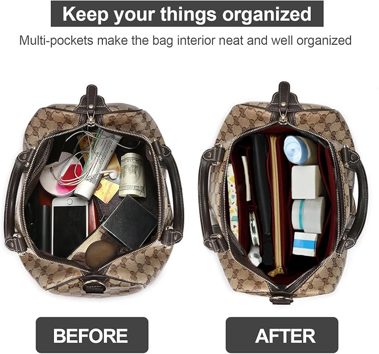 OMYSTYLE Purse Organizer Insert, Felt Tote Bag Organizer Insert with 5 Sizes, Handbag Dividers for Inside Purse, Compatible with Longchamp, Neverful, Speedy and More - Image 4