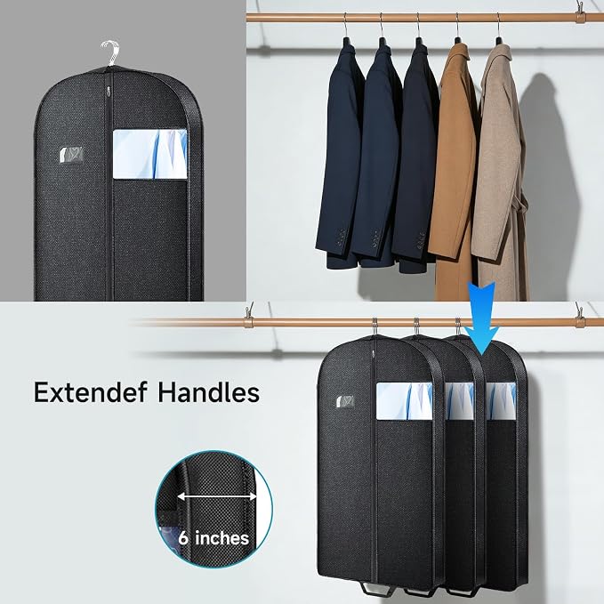 43" Garment Bags Suit Bags for Hanging Clothes & Travel,Gusseted Hanging Suit Bags for Men Clothes Travel with 2 Handles for Tuxedos, Coats,Jackets, Shirts (5pack) - Image 6