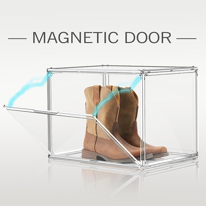 1 Pack Oversized Acrylic Boot Display, Clear Display Box for Boots&Handbags | 17.7 x 13 x 13 in XXX-Large PET box for boots, bulky sneakers, handbags and larger closet items,display closet organization - Image 7