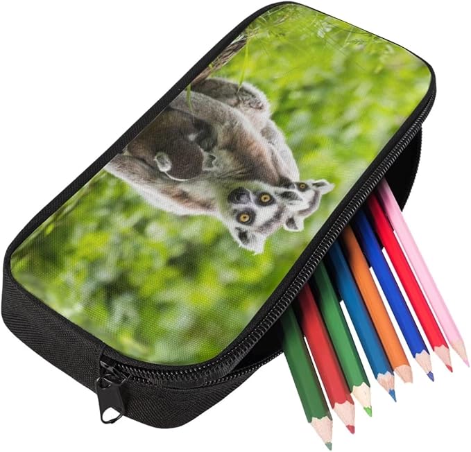 Kids Novelty Animal Backpack and Lunch Box for Boys Girls Student Lightweight 17 Inch School Lemur Backpack with Lunch Bag Pencil Case Kids Comfy Padded Black Large Bookbag - Image 5