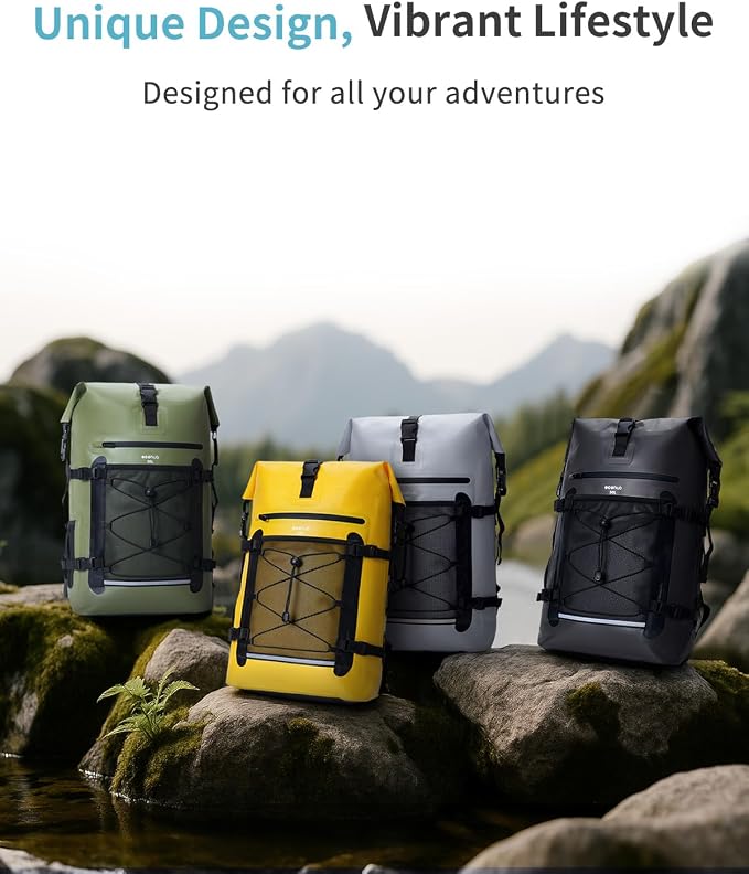 ECOHUB Waterproof Backpack for Women Men, 30L Roll-Top Closure Heavy Duty Dry Bag for Travel with IPX8 Waterproof Phone Case - Image 8