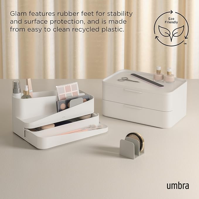Umbra Glam Cosmetic Organizer, Versatile Storage Container With Removable Insert for Bathroom, Office and More, Large, White - Image 6