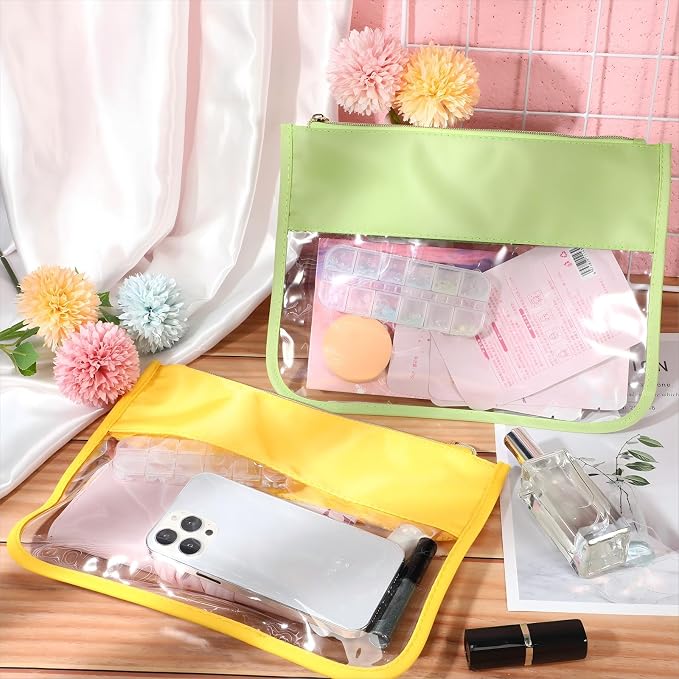 Sweetude 12 Pieces Clear Zipper Pouch for Travel Nylon Makeup Bag Waterproof Snack Stuff Pouches Cute Purse Cosmetic Bags for Women Girls Gifts - Image 5