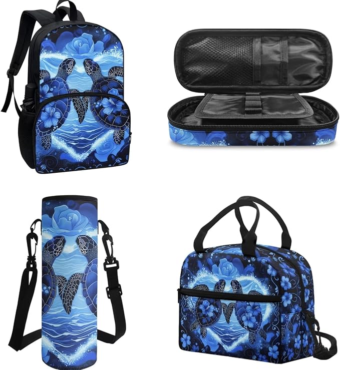 POLERO Sea Turtle School Backpack for Girls School Bag Bookbag with Lunch Box Middle School Elementary Preschool Student Backpacks - Image 2
