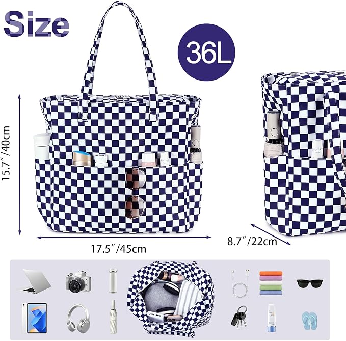 Bluboon Waterproof Beach Tote Pool Bags for Women Ladies Extra Large Carry On Bag With Wet Compartment for Weekender Travel - Image 3
